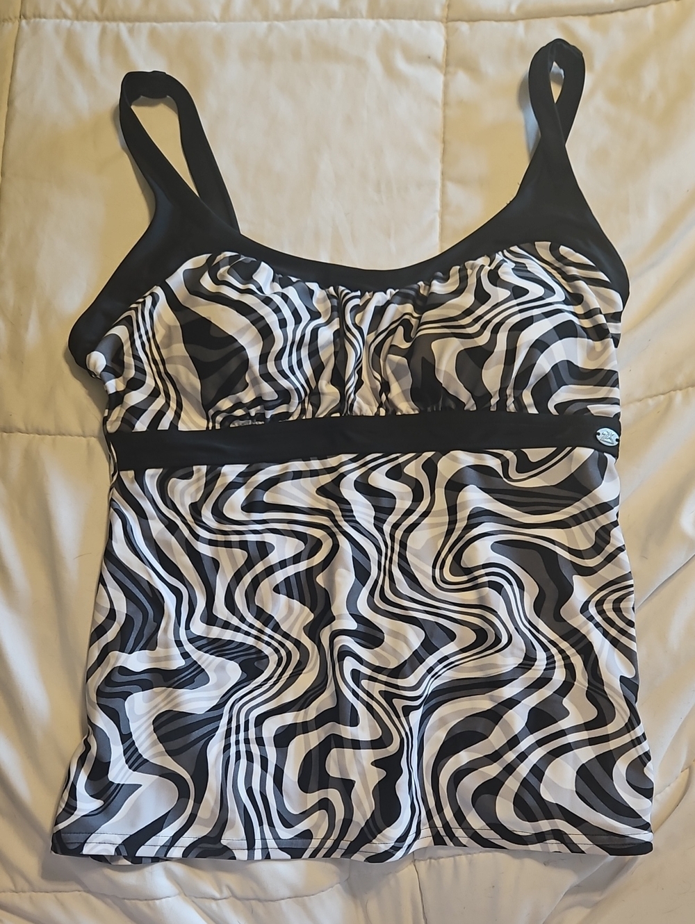 Black & White Swirl Tankini Swim Top